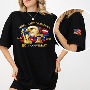 Bald Eagle United States Of America 250th Anniversary Sleeve Tee Shirt LM32 897793