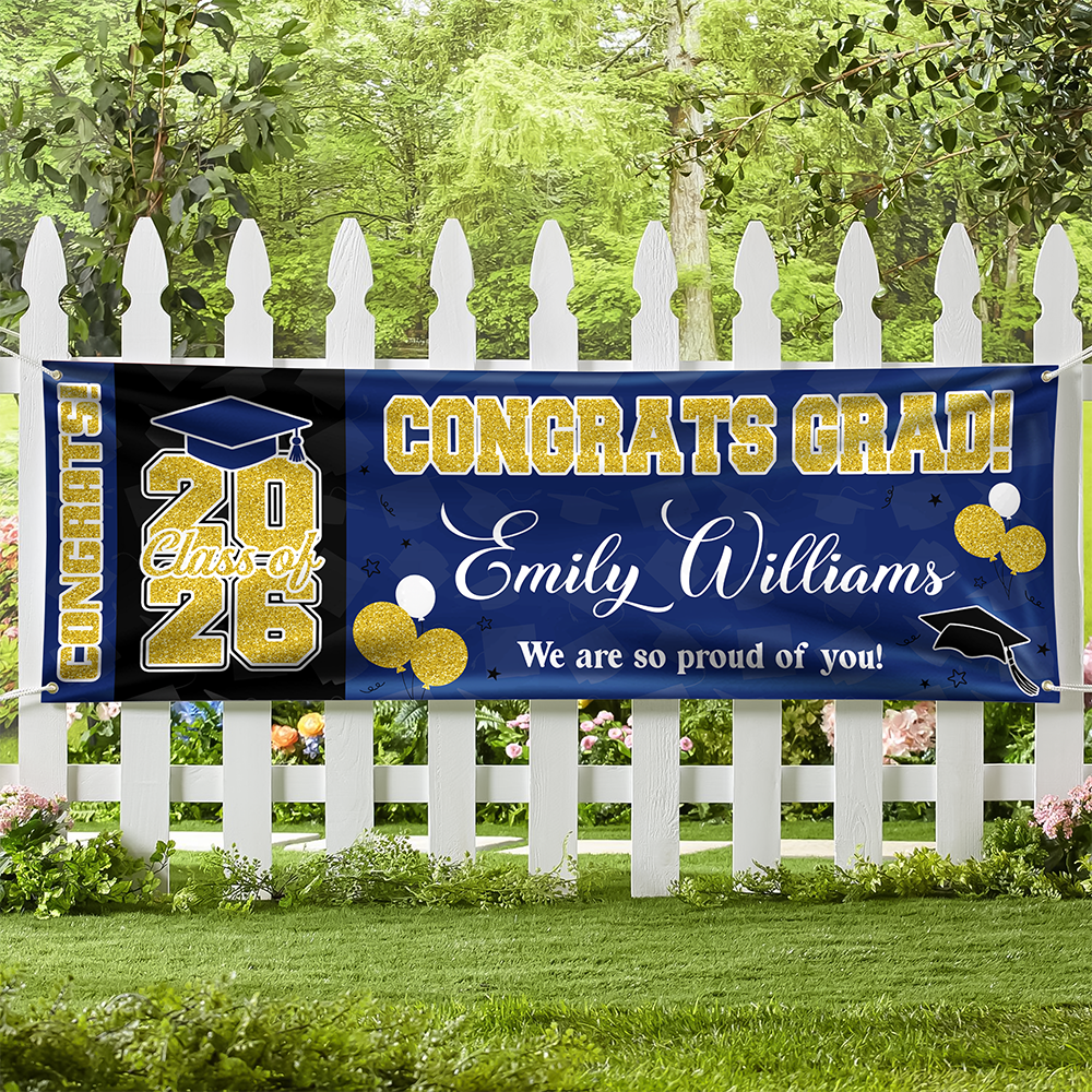 Custom Name Proud Of You Class Of 2026 Glitter Graduation Banner Personalized Party Decorations HO82 901946