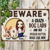 BEWARE A Crazy Dog Lady and Her Spoiler Dog Live Here Personalized Metal Sign CH07 896120