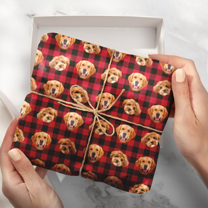 Custom Photo With Christmas Pattern Dog Cat Wrapping Paper HO82 893324