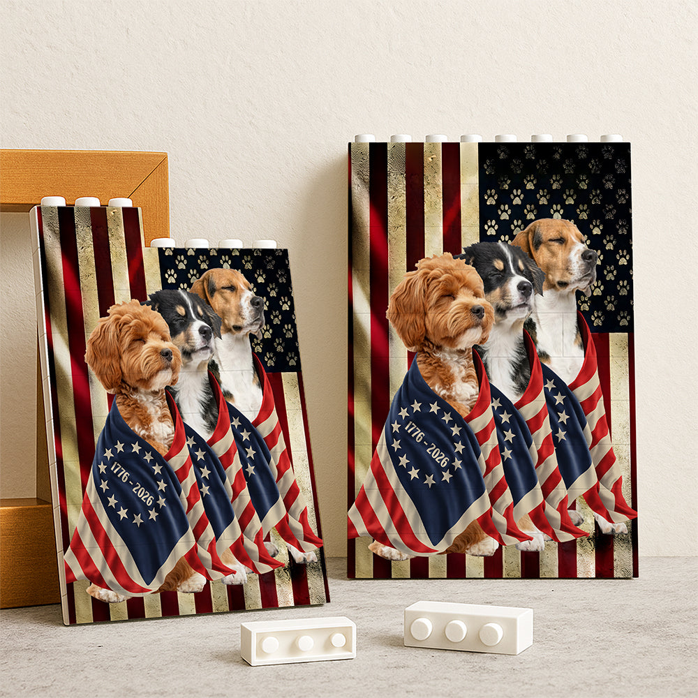 Custom Dog Photo American Patriot Building Block HA75 920522