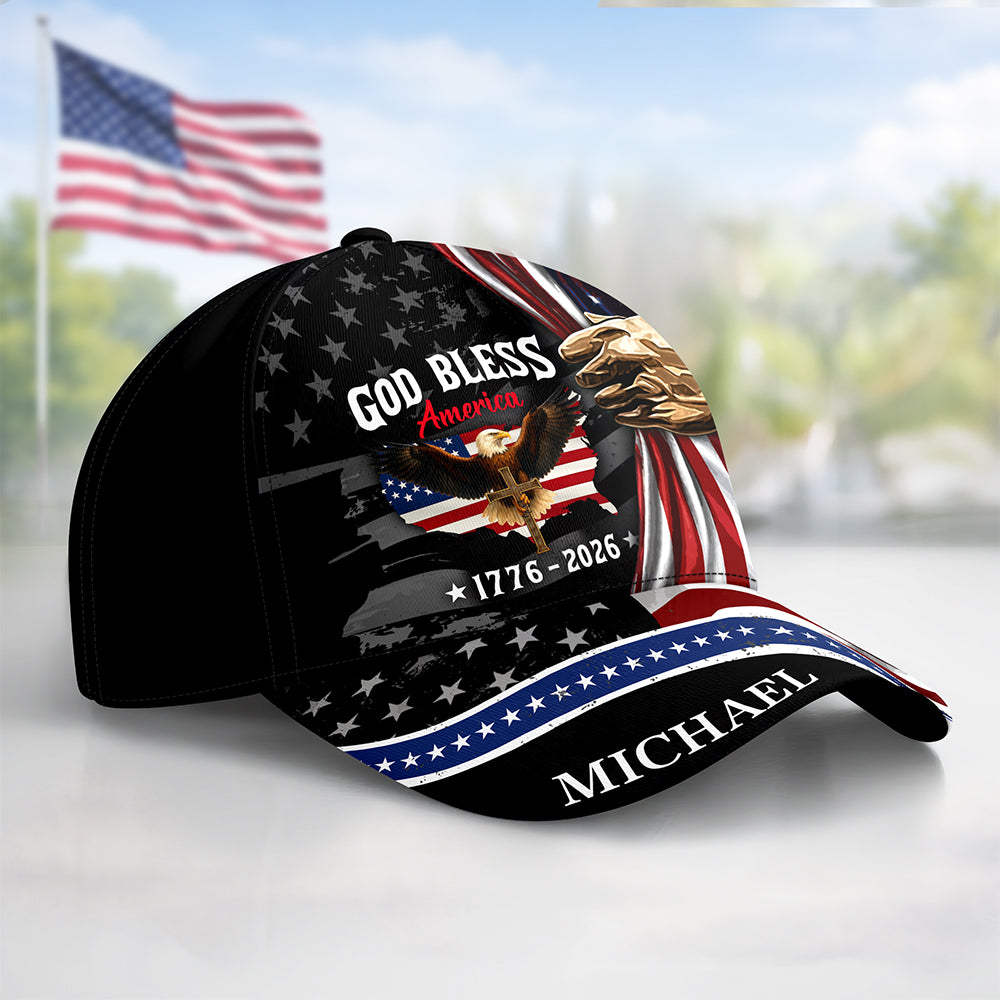 Custom Name Eagle American Flag Patriotic 250th Anniversary Classic Cap CH07 911236