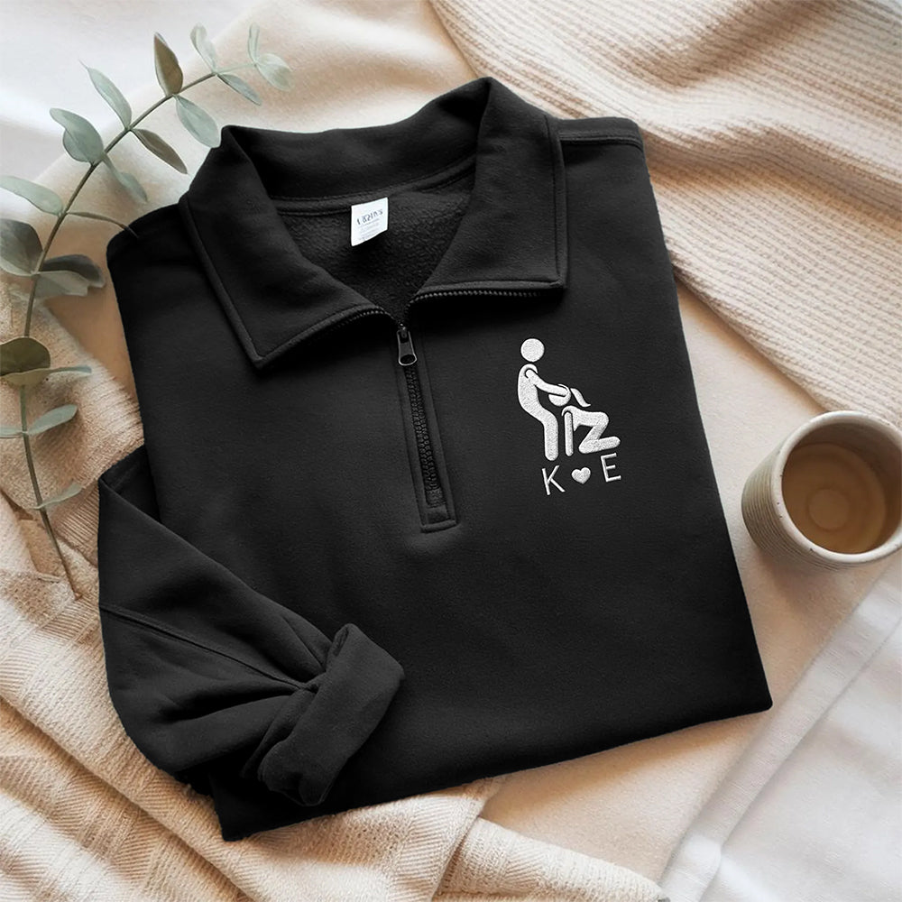 Personalized Funny Adult Embroidered Quarter Zip Sweater Gift For Husband & Boyfriend CH07 180654