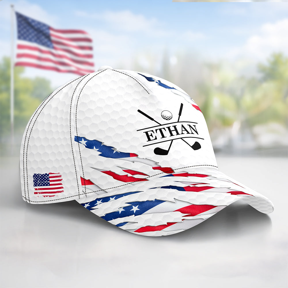 Personalized Golf Ball Pattern With America Flag Classic Cap HO82 902326