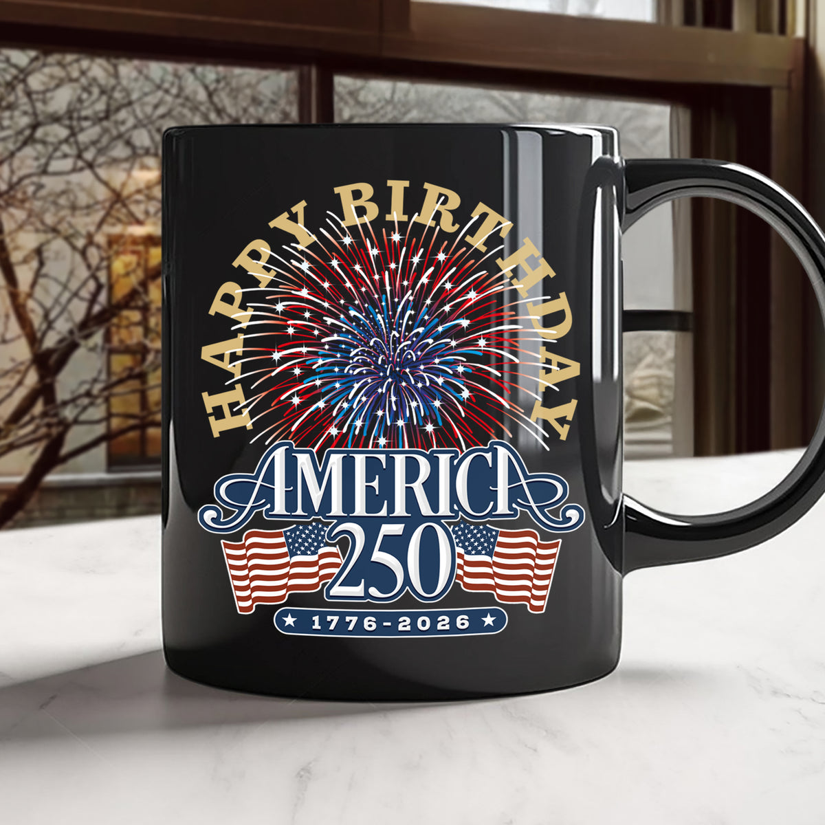 America 250 Semiquincentennial Fireworks Celebration Black Mug HO82 894606