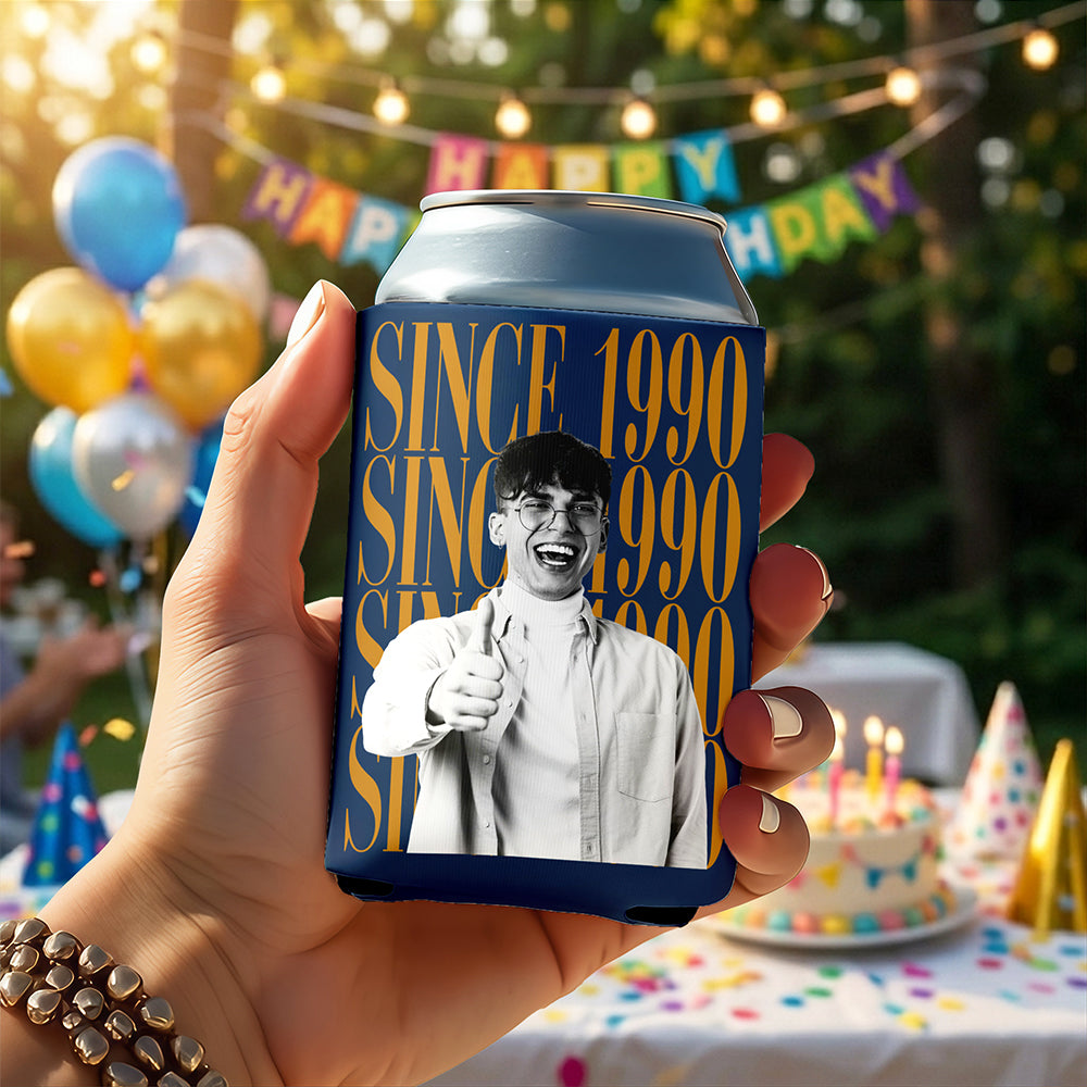 Personalized Photo Vintage Can Cooler Holder - Party Favor, Birthday Gift HO82 902990
