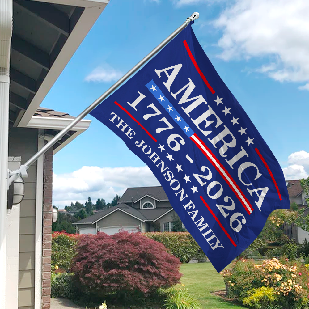 Personalized Family Name 250th Birthday Flag America Anniversary Banner House Flag HA75 898816