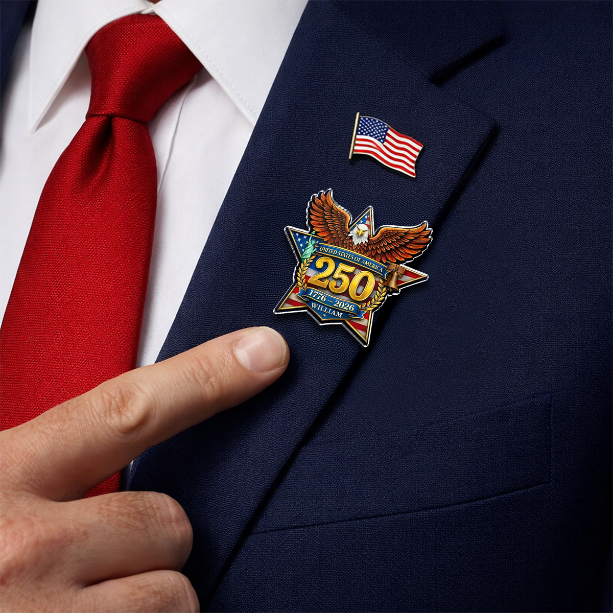 Custom Name USA 250 1776-2026 Anniversary Acrylic Pin CH07 911082