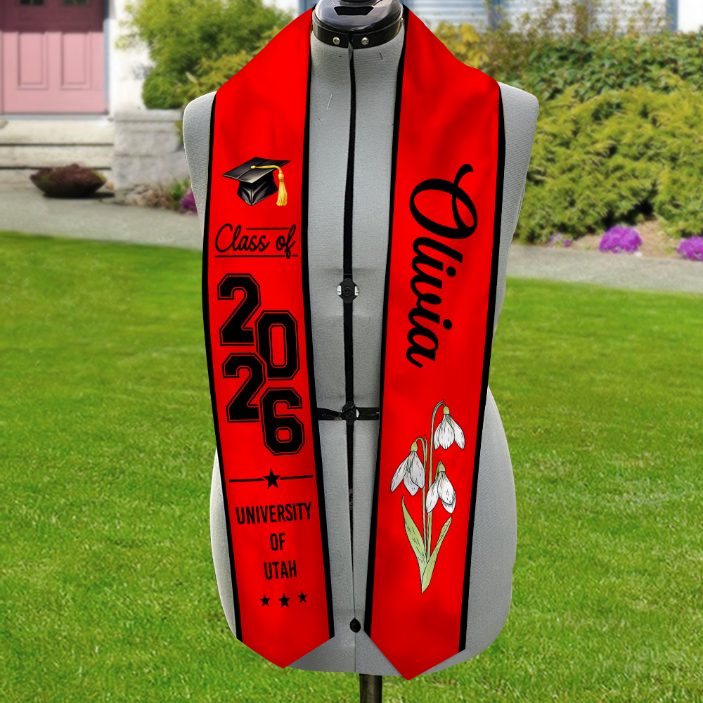 Personalised Birth Flower Graduation Class Of 2026 Stoles Gift for Graduates LM32 899327