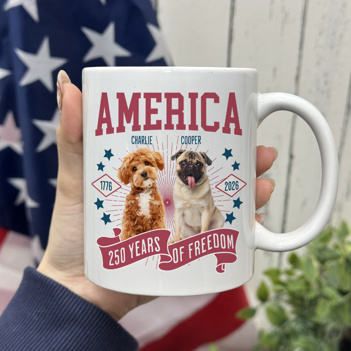 Custom Dog Photo America 250th Anniversary Eagle White Mug LM32 895369