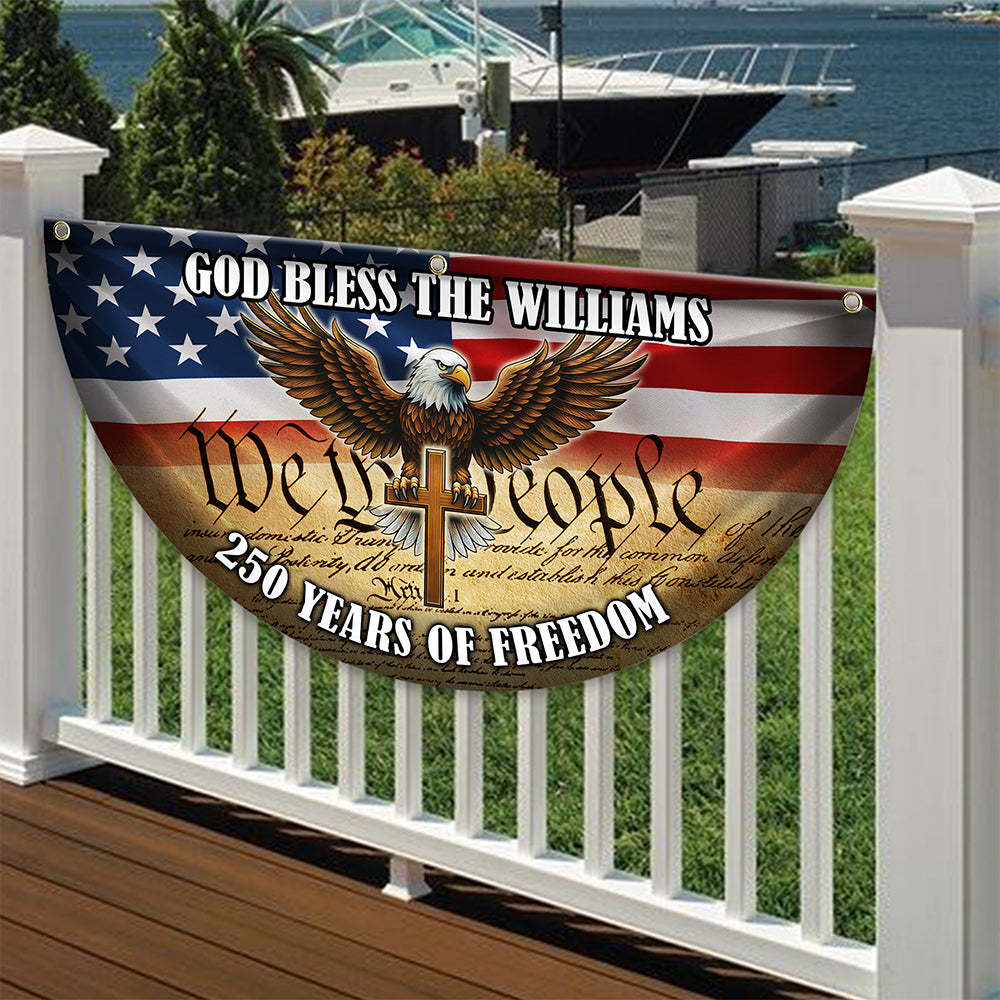 Custom Family Name America 250 Years Of Freedom Non-Pleated Fan Flag TH10 169081