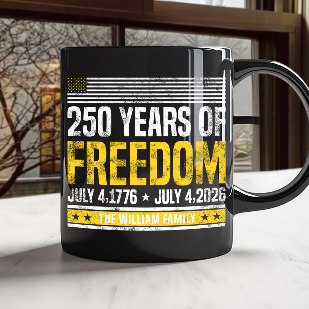 Custom Family Name 250 Years Of Freedom 1776-2026 Black Mug LM32 895309