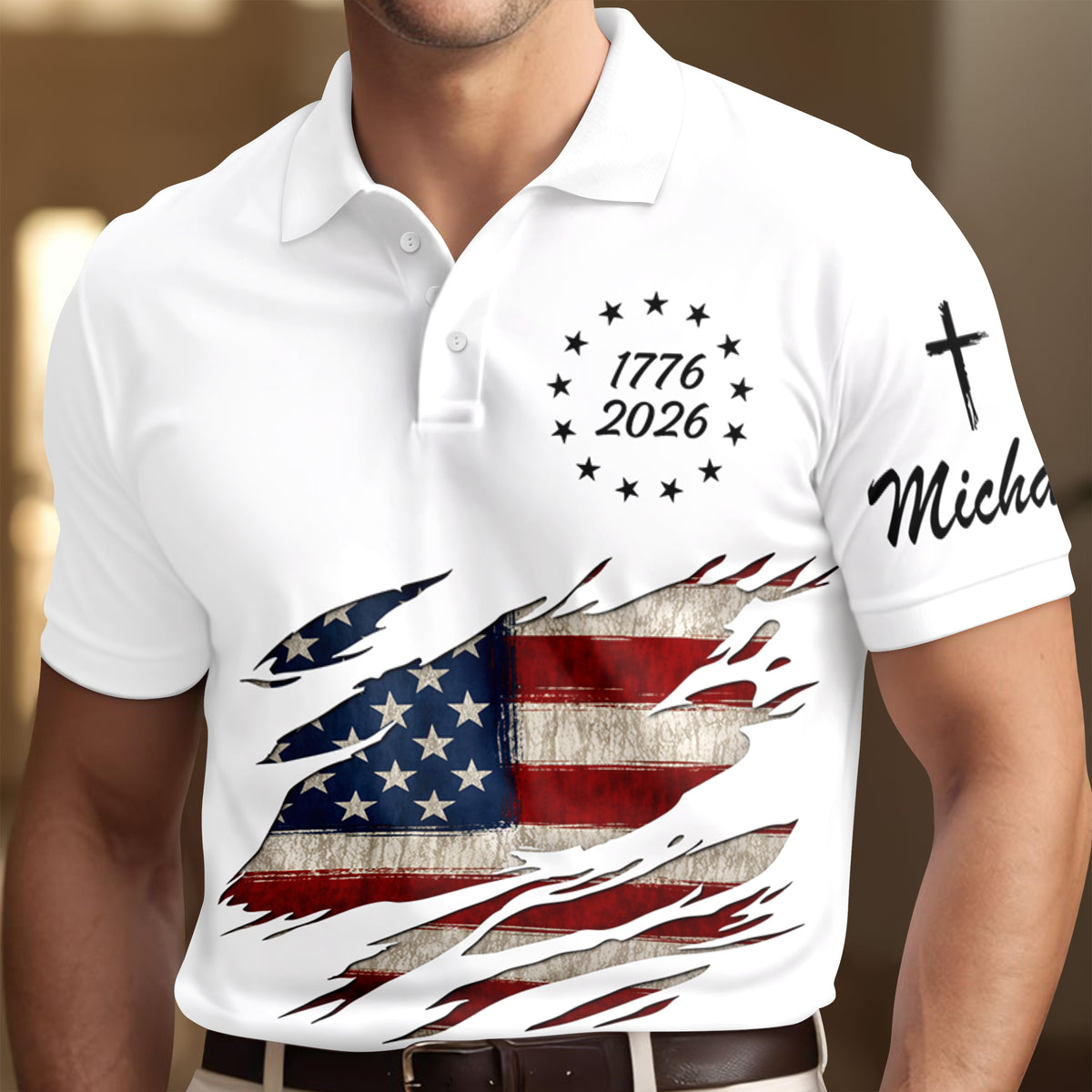Custom Name American Flag 1776 - 2026 Personalized Polo Shirt HA75 920788