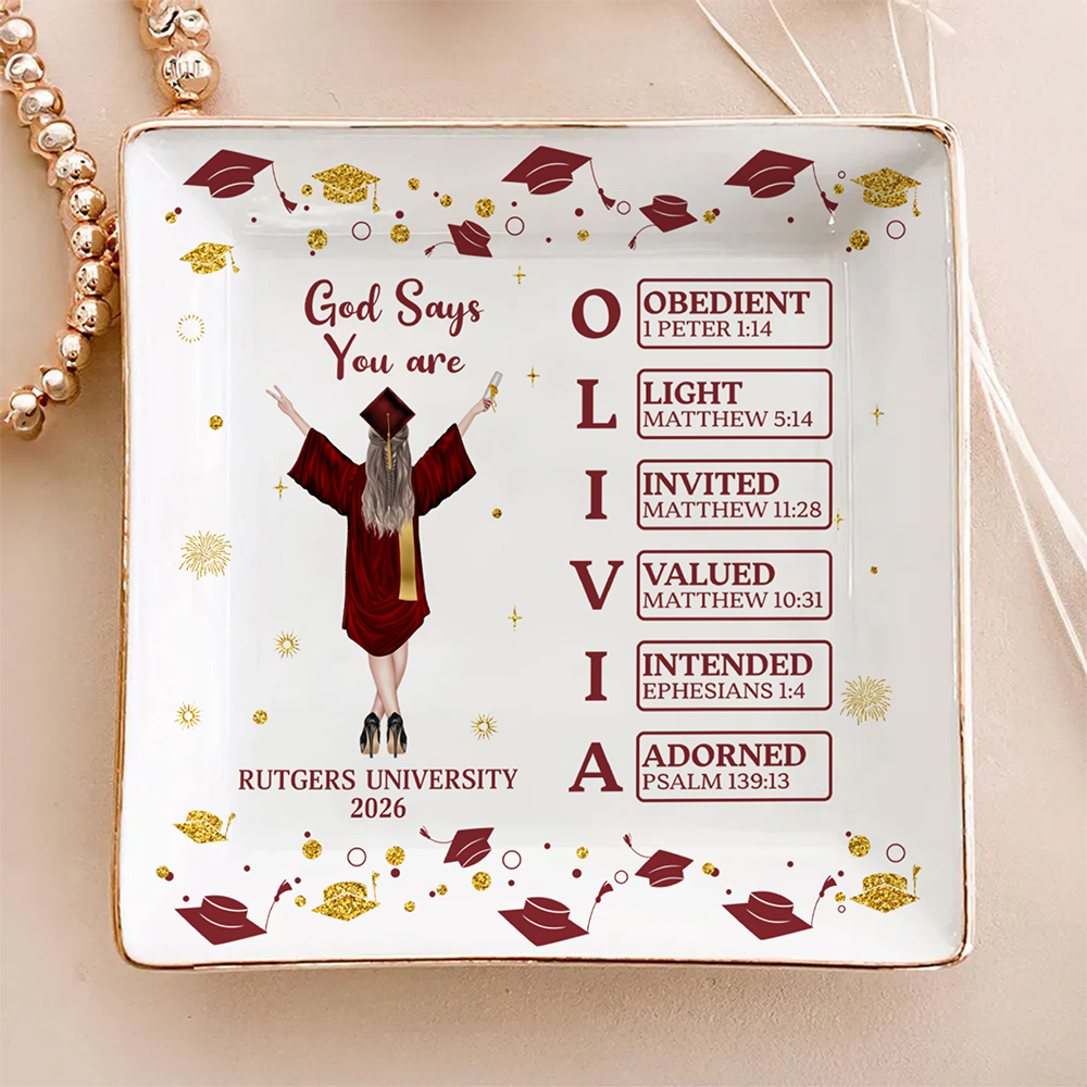 Personalised Cartoon Graduate Character Bible Name Jewellery Dish Graduation Gift for 2026 Graduates HO82 901818
