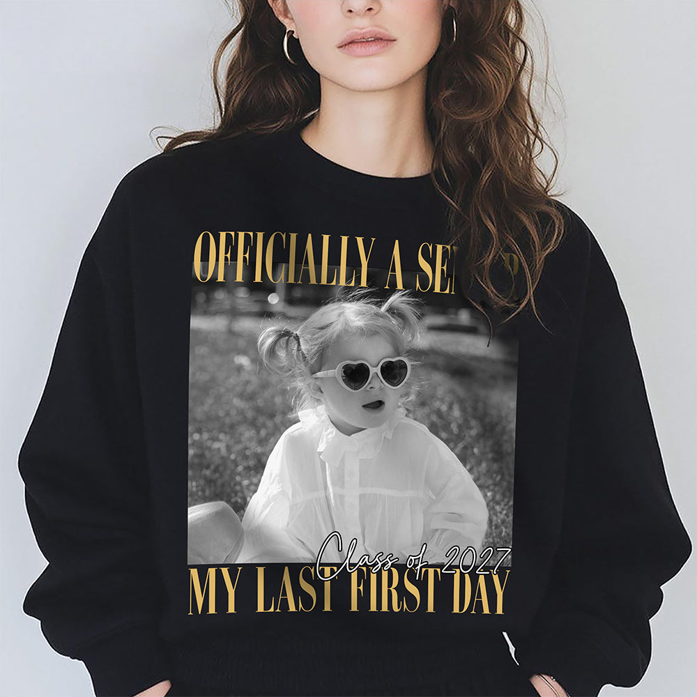 Personalized Vintage Photo Officially A Senior My Last First Day Dark Shirt HA75 922036