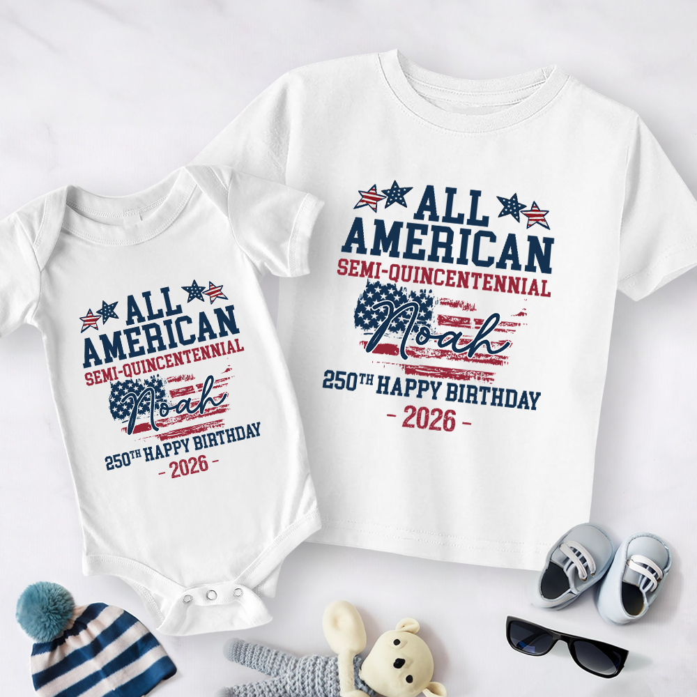 Custom Name All American Semiquincentennial 250th Birthday Baby Onesie LM32 899491