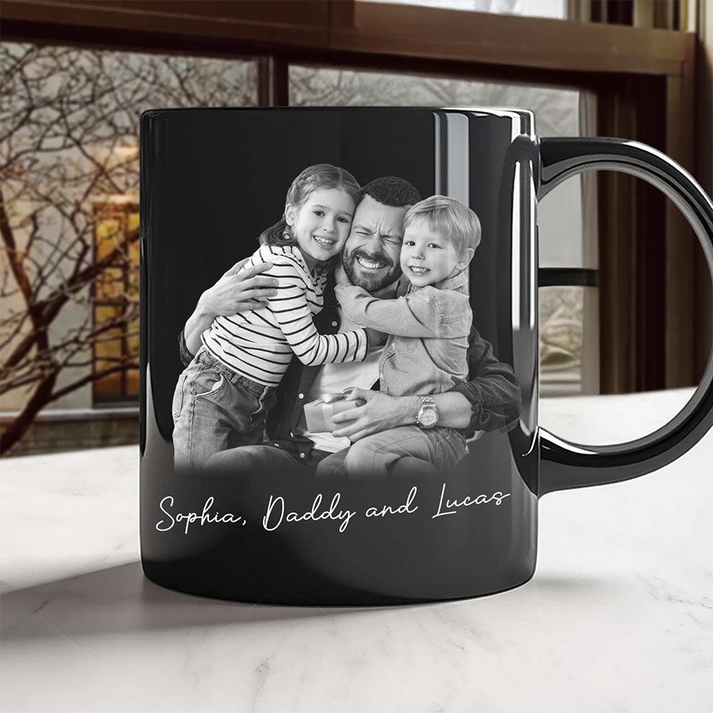 Personalized Dad and Kid Photo Black Mug Gift For Father's Day CH07 911356