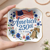 America 250th Anniversary 1776–2026 Floral Ring Dish – Patriotic Jewelry Tray Gift LM32 899509