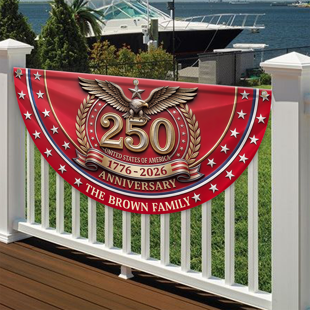 Custom Name 250th United States Of America 1776 - 2026 Anniversary Patriotic Non-Pleated Fan Flag CH07 911116