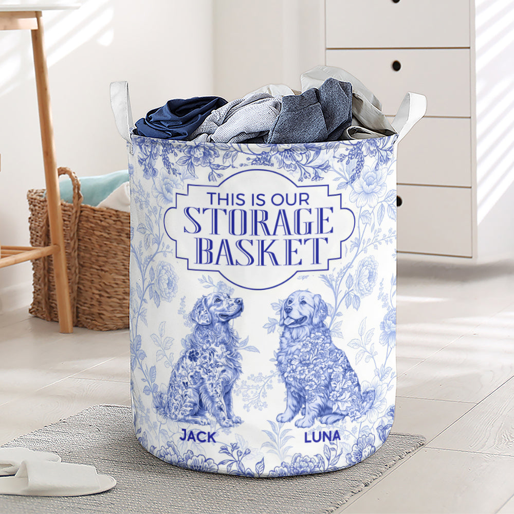 Personalized Dog Custom Breeds Floral Toile De Jouy French Laundry Basket LM32 893761