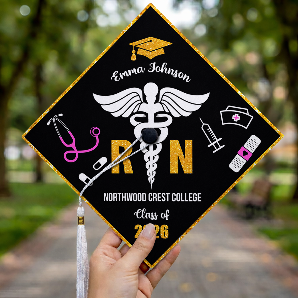 Personalized Nurse Class of 2026 RN Grad Graduation Cap Topper CH07 910892