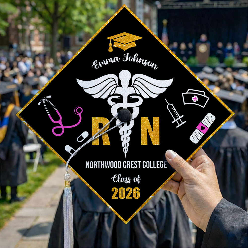 Personalized Nurse Class of 2026 RN Grad Graduation Cap Topper CH07 910892