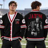Custom Football Photo Varsity V-neck Cardigan Football Player Gift HO82 903630