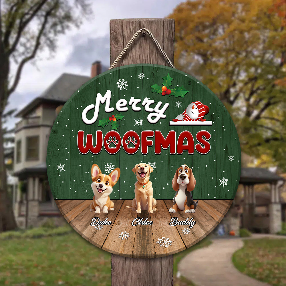 Custom Cute 3D Dog Merry Christmas Gift Door Sign For Dog Lovers LM32 897255