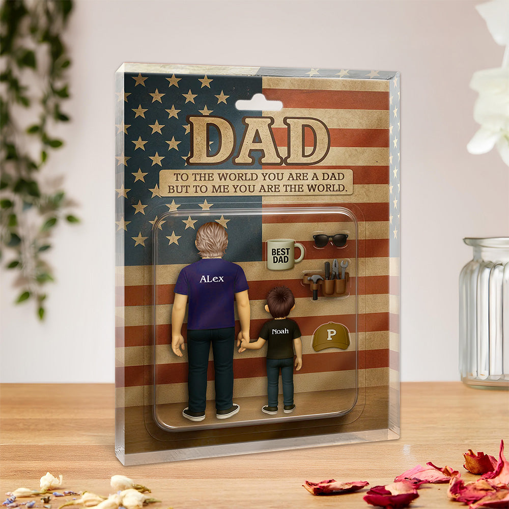Personalized You Are The World Dad Family Acrylic Block Plaque Gift LM32 893453