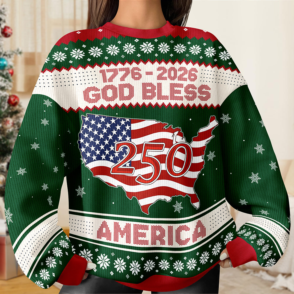 1776 - 2026 God Bless America 250 Ugly Sweater Christmas Gift HA75 897968