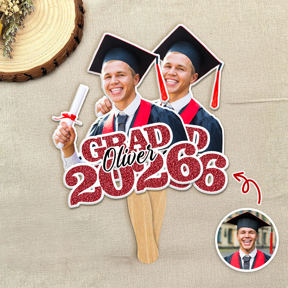 Custom Photo Glitter Graduation Class Of 2026 Face Fan - Graduation Gift LM32 899139