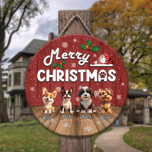Custom Cute 3D Dog Merry Christmas Gift Door Sign For Dog Lovers LM32 897255