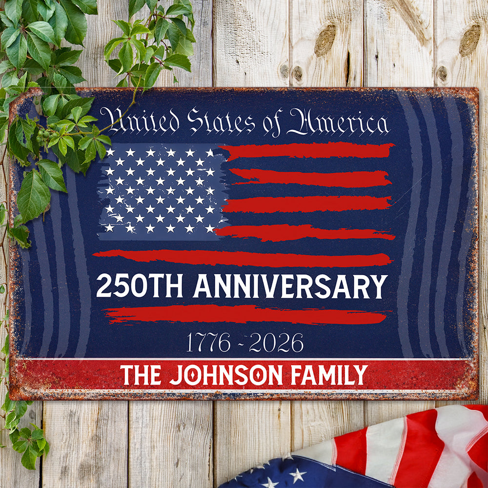 Custom Family Name USA 250th Anniversary Metal Sign HA75 920122