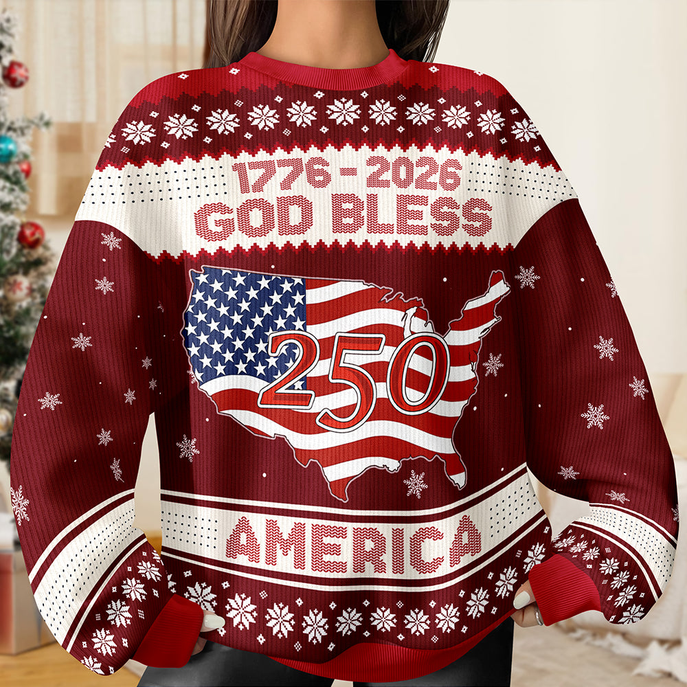 1776 - 2026 God Bless America 250 Ugly Sweater Christmas Gift HA75 897968