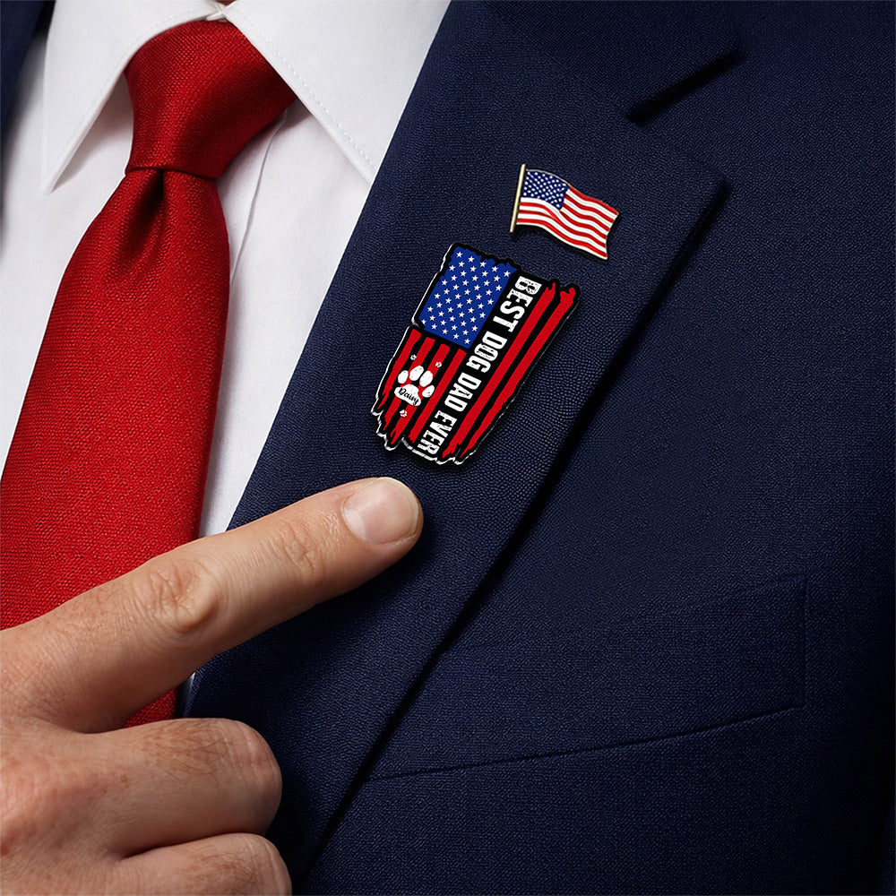 Best Dog Dad Ever Paw American Flag Acrylic Pin TH10 169383