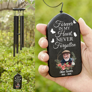 Custom Photo Forever In My Heart, Never Forgotten Memorial Wind Chimes CH07 895370