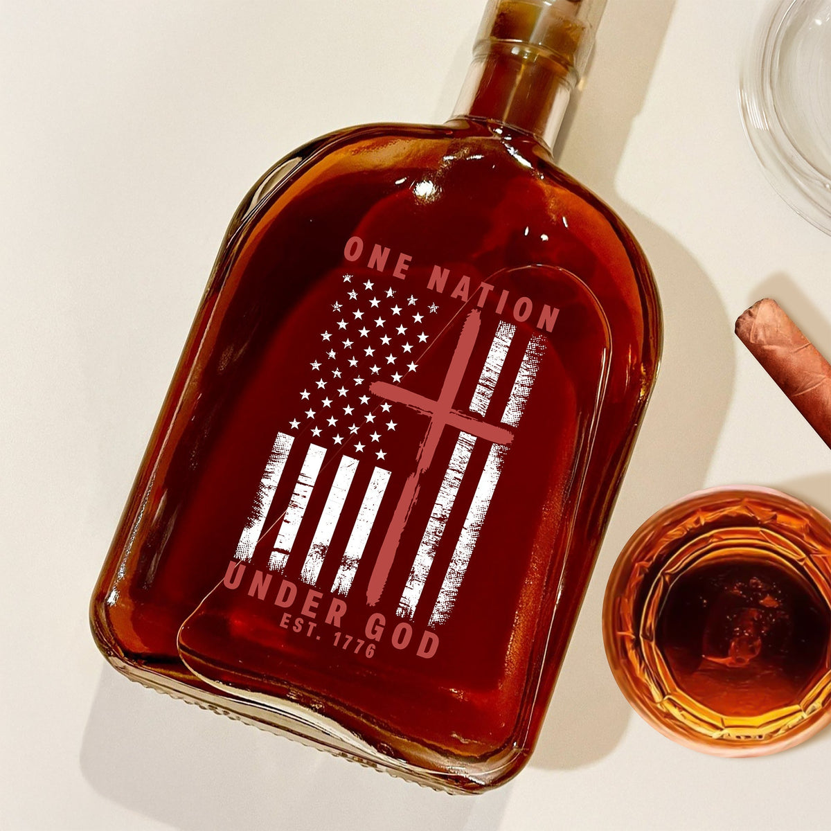 One Nation Under God Est 1776 Whiskey Bottle LM32 895455