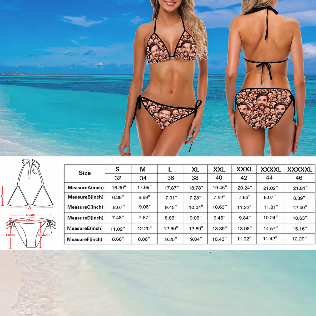 Custom Funny Face Summer Vibes Bikini 2-Pieces Swimsuit Gift for Women LM32 669499