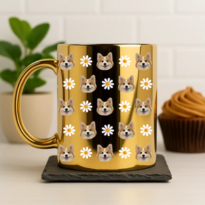 Custom Photo With Pattern Metallic Mug Gift for Dog Lovers HO82 900564