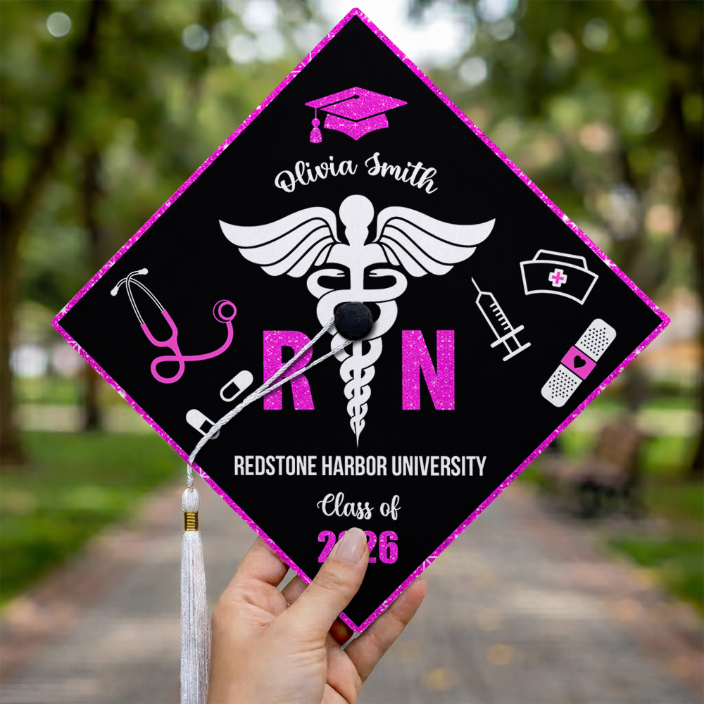 Personalized Nurse Class of 2026 RN Grad Graduation Cap Topper CH07 910892