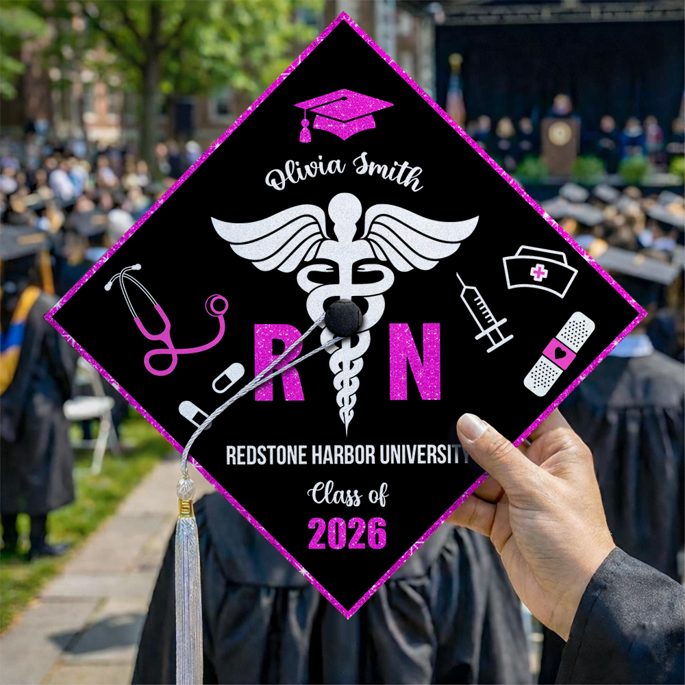 Personalized Nurse Class of 2026 RN Grad Graduation Cap Topper CH07 910892