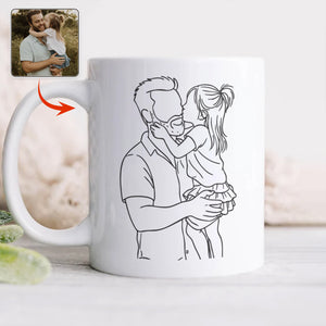 Custom Photo Dad With Kid Drawing Style Mug HO82 894202