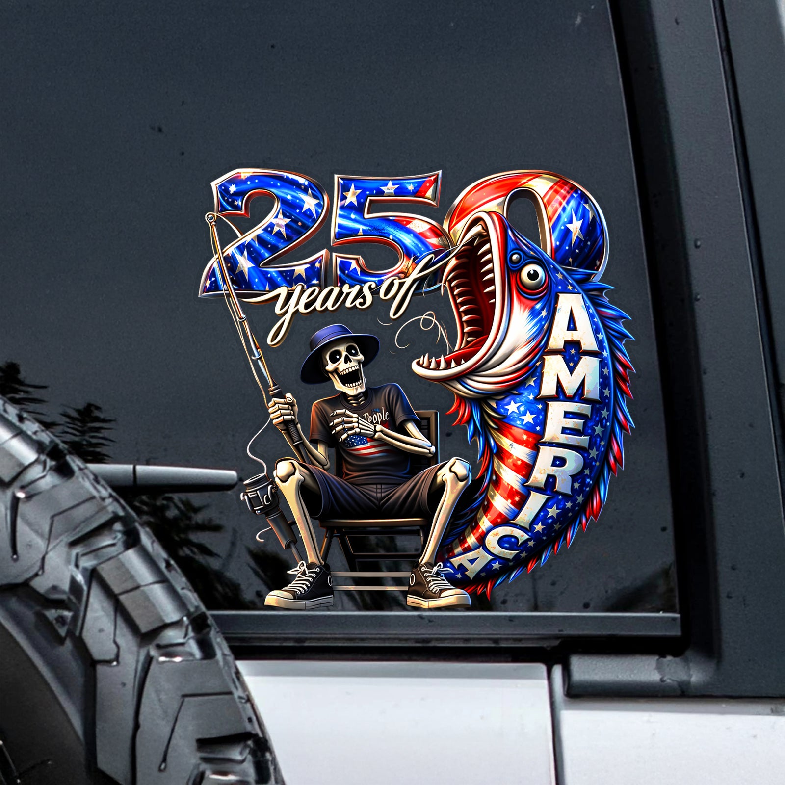 We The People Fisherman 250 Years Of Freedom Car America Window Decal Sticker LM32 899195