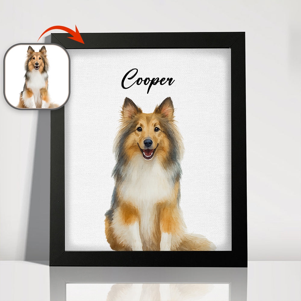 Custom Pet Portrait Photo With Watercolor Style Poster Picture Frame HO82 894208