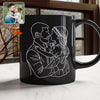 Custom Photo Dad With Kid Drawing Style Black Mug Gift For Birthday, For Dad HO82 894204