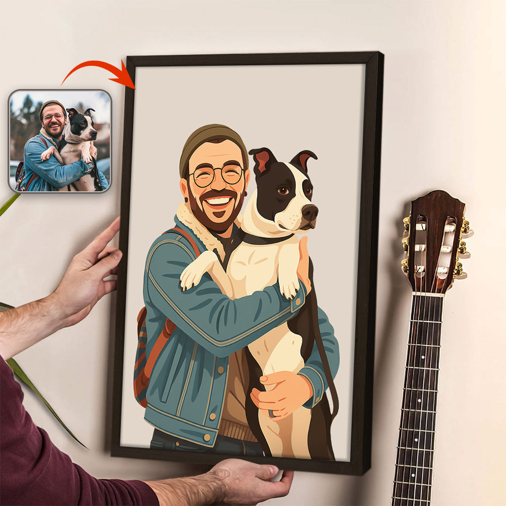 Custom Portrait Photo With Painting Style Poster Picture Frame Gift For Pet Owners HO82 894210