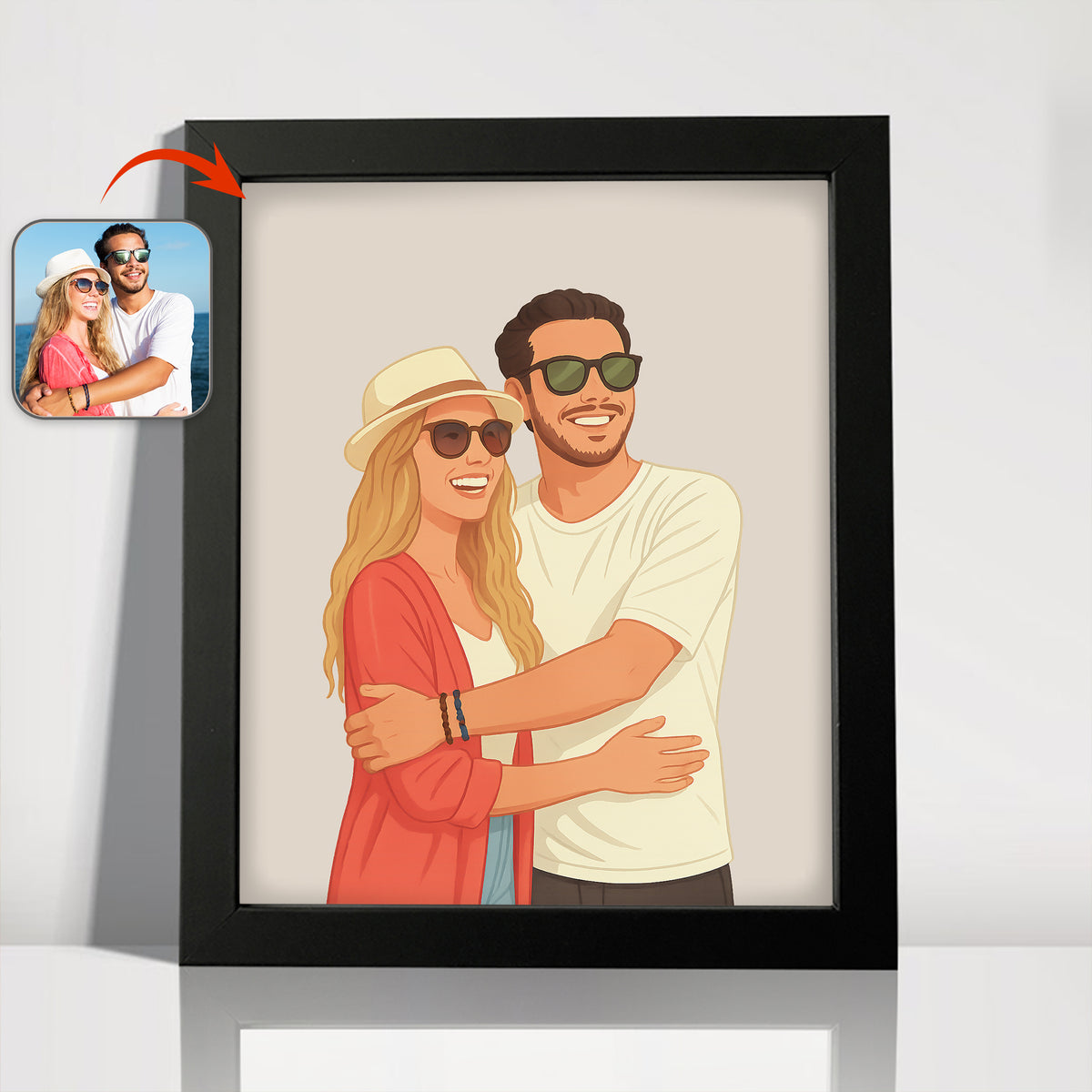 Custom Couple Portrait Photo With Drawing Style Poster Picture Frame HO82 894152