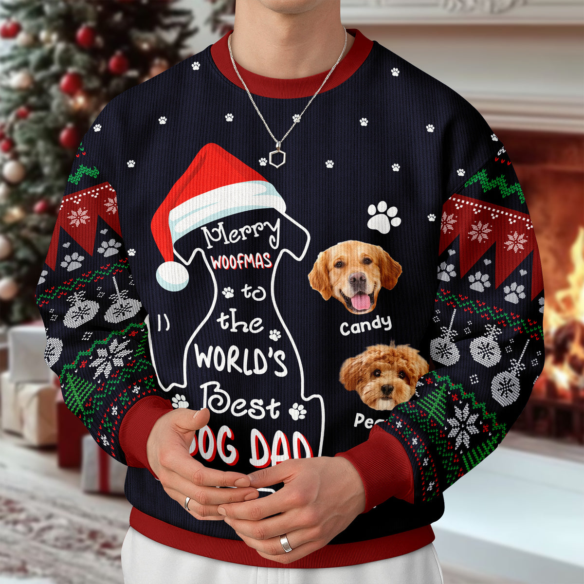 Custom Photo Merry Woofmas To The World Dog Ugly Sweater CH07 899464