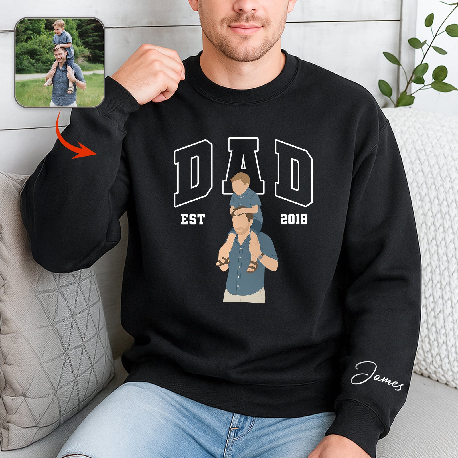 Custom Photo Dad With Daughter, Son Sweatshirt HO82 894170