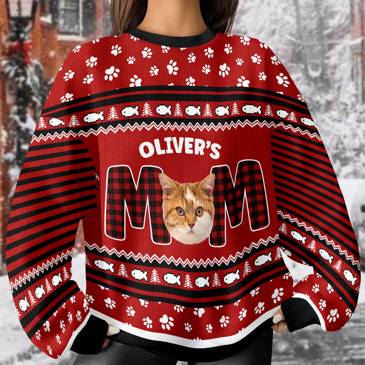 Custom Photo Cat Mom Cat Dad Ugly Sweater Christmas Gift HA75 897610